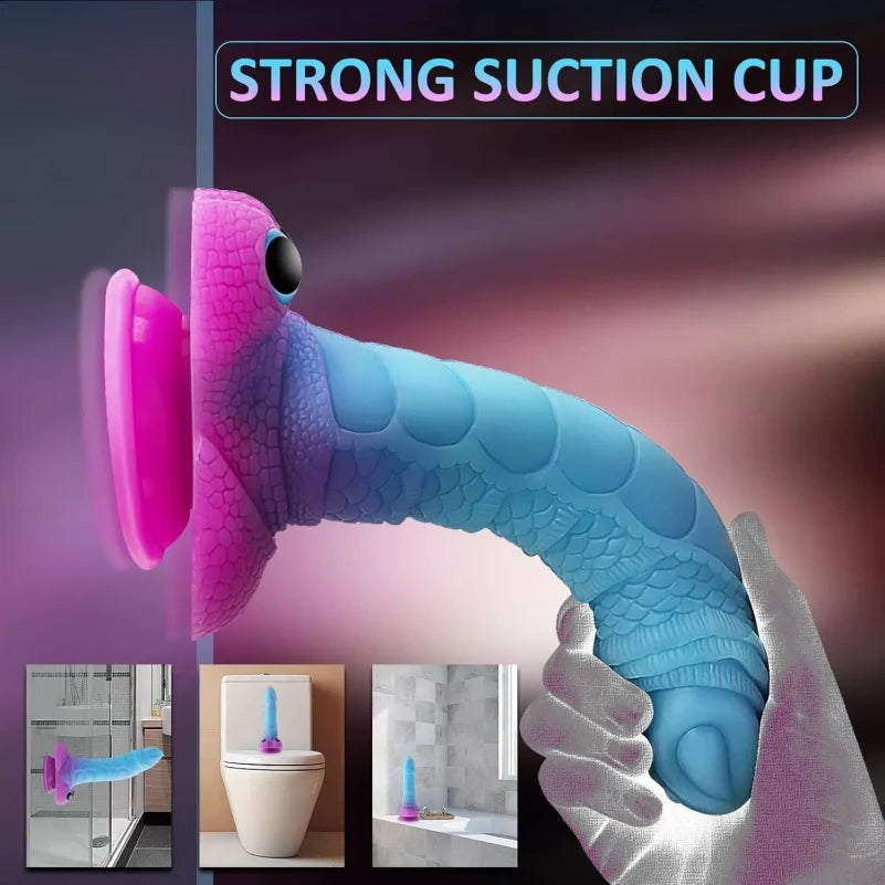 Glow Silicone Fantasy Drakes Dick Buttplug – Vaginal & Anal Expansion Suction Sex Toys for Women