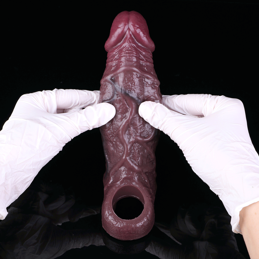 Life Size Realistic Cock Sleeve - Ebony Thick Penis Sheath Extender Sex Toys for Men Gay
