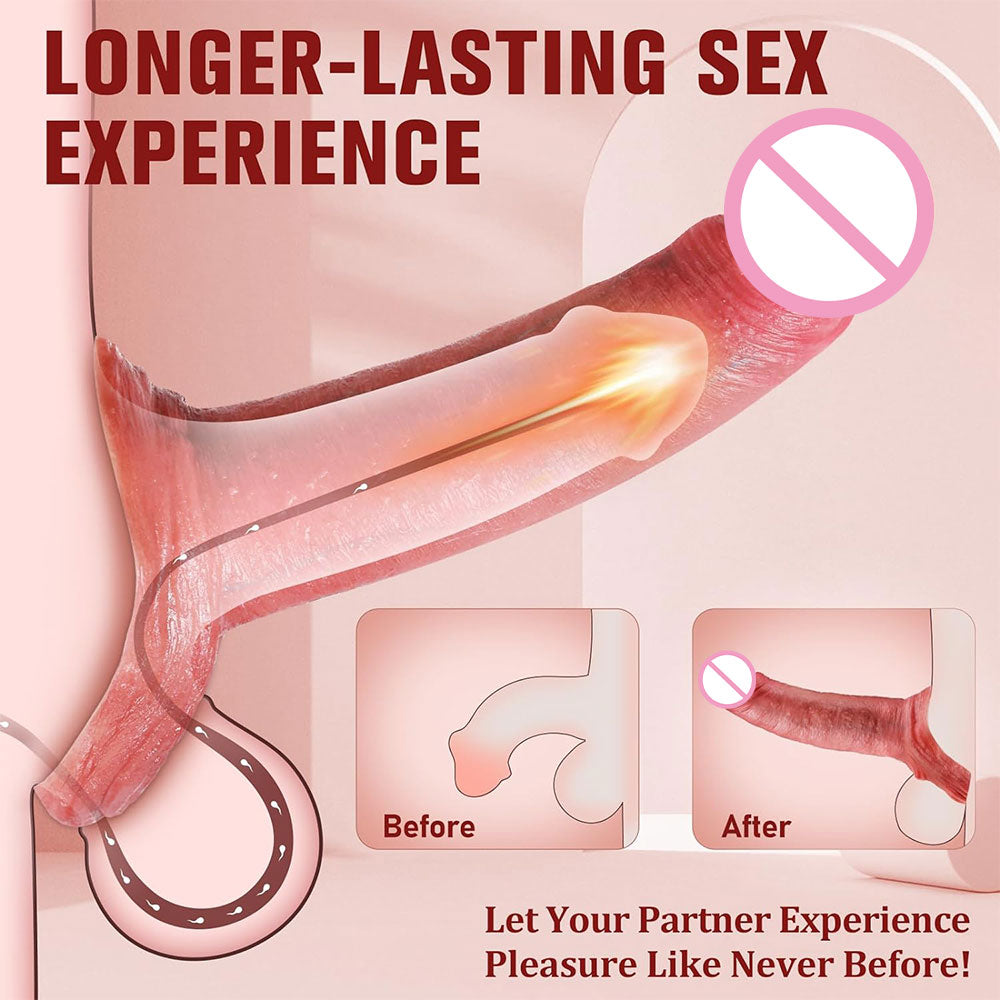 Premium Silicone Cock Sleeve - Lifelike Penis Enlarger Cock Ring Ejaculation Male Sex Toy