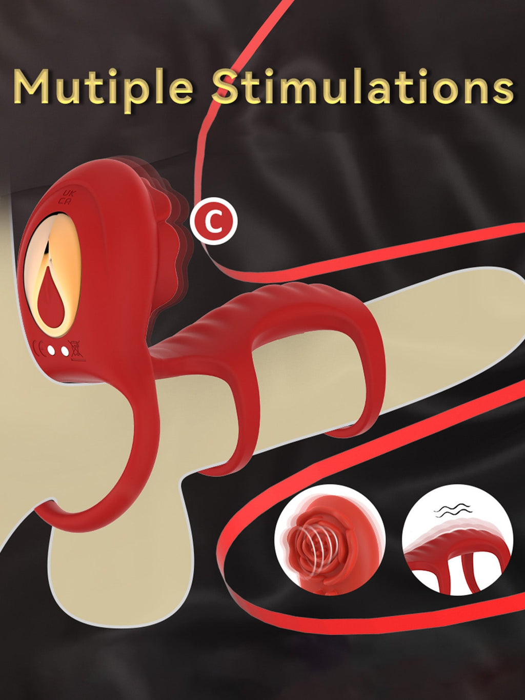 Triple Cockring Vibrating Penis Sleeve - APP Remoter Control Clit Stimulator Rose Toy