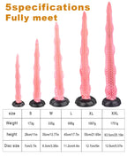 Fantasy Tentacle Long Anal Dildo Butt Plug - Pink Realism Octopus Flared Base Sex Toys for Women
