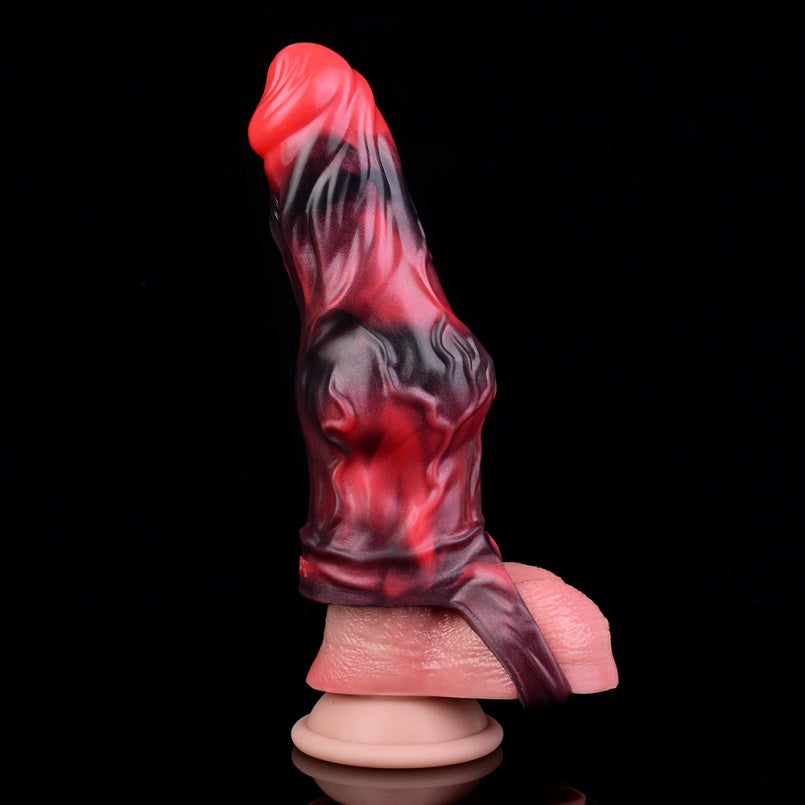 Blood-Red Fantasy Vibrating Cock Sleeve – Deep Penetration Pleasure Extender