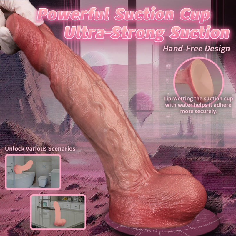 Rounded Realistic Dildo in Silicone – Veined Texture for Intimate Female Self-Pleasure