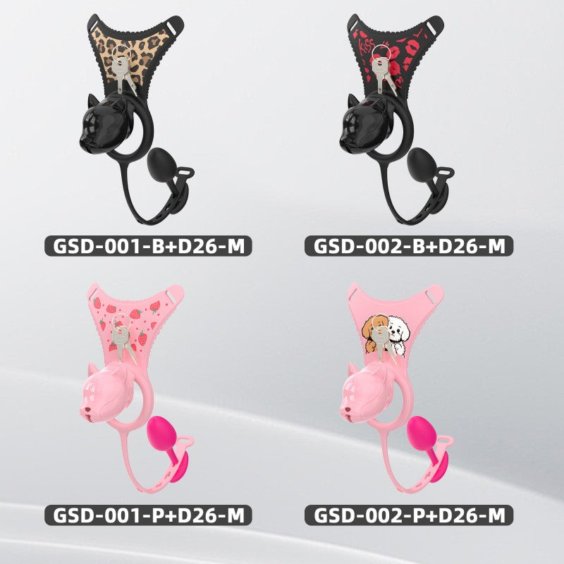 Puppy Head Chastity Cage Set with Underwear & Plug-GSD Series