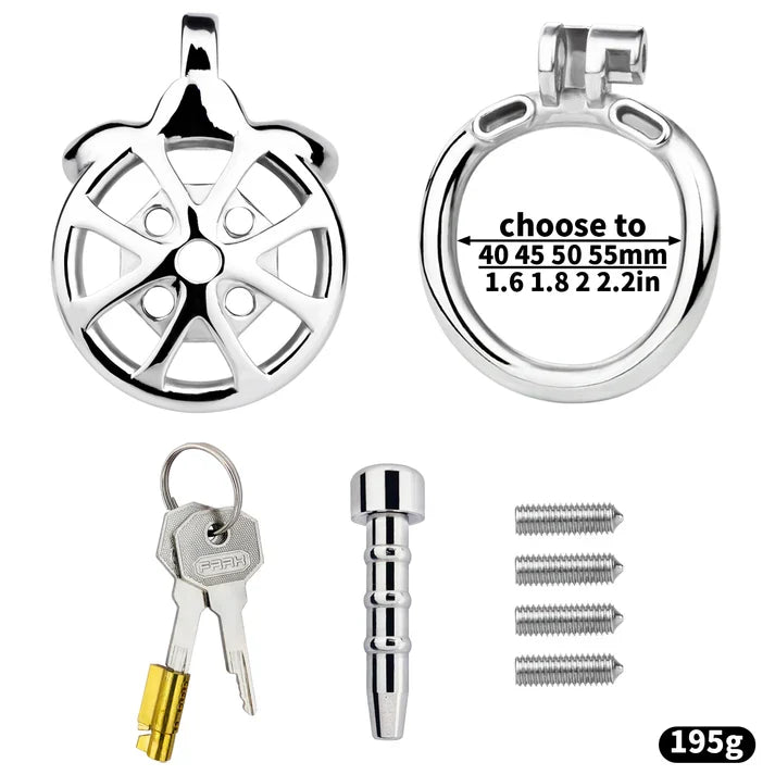 Stainless Steel Cock Torture Device with Removable Spikes | Adjustable Spiked Chastity Cage