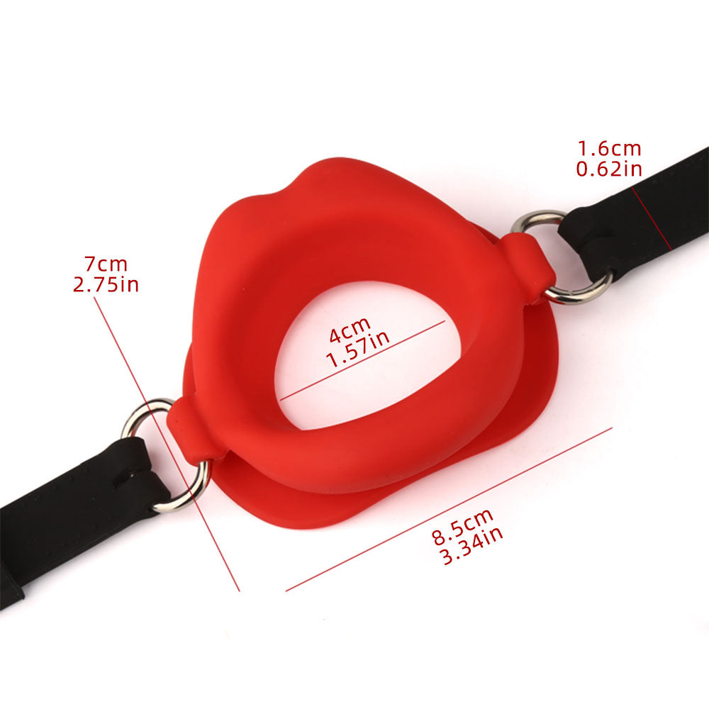 Fantasy Red Lip Ball Gag  - Leather Belt Bondage Restriants Oral Sex Toys