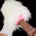 Domlust White Furry Pocket Pussy – Platinum Silicone Animal Fantasy Male Masturbator Dual Channel Vibrator Compatible Sex Toy for Men
