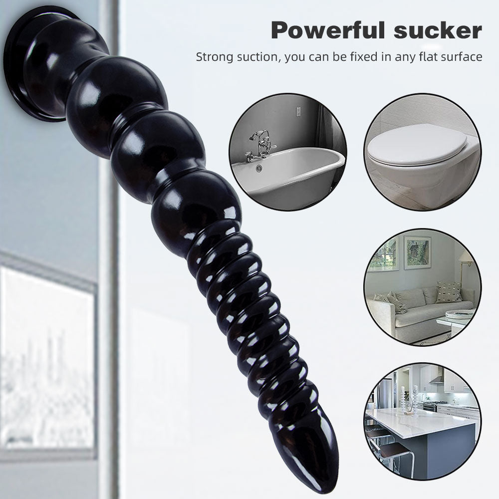 12 inch Long Dildo Butt Plug - Soft Graduated Sprial Fist Women Masturbator Powerful Sucker