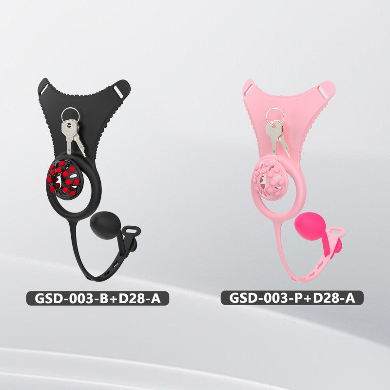 Silicone Chastity Thong Set with Vibrating Plug & Soft Spike Cage-GSD Series
