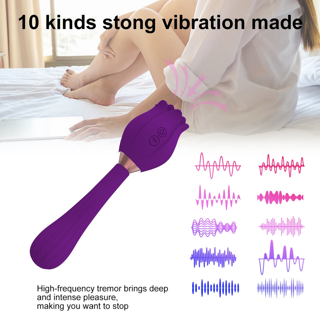 Rose Clit Sucking G Spot Vibrator - Handheld Nipple Sucker Female Sex Toys