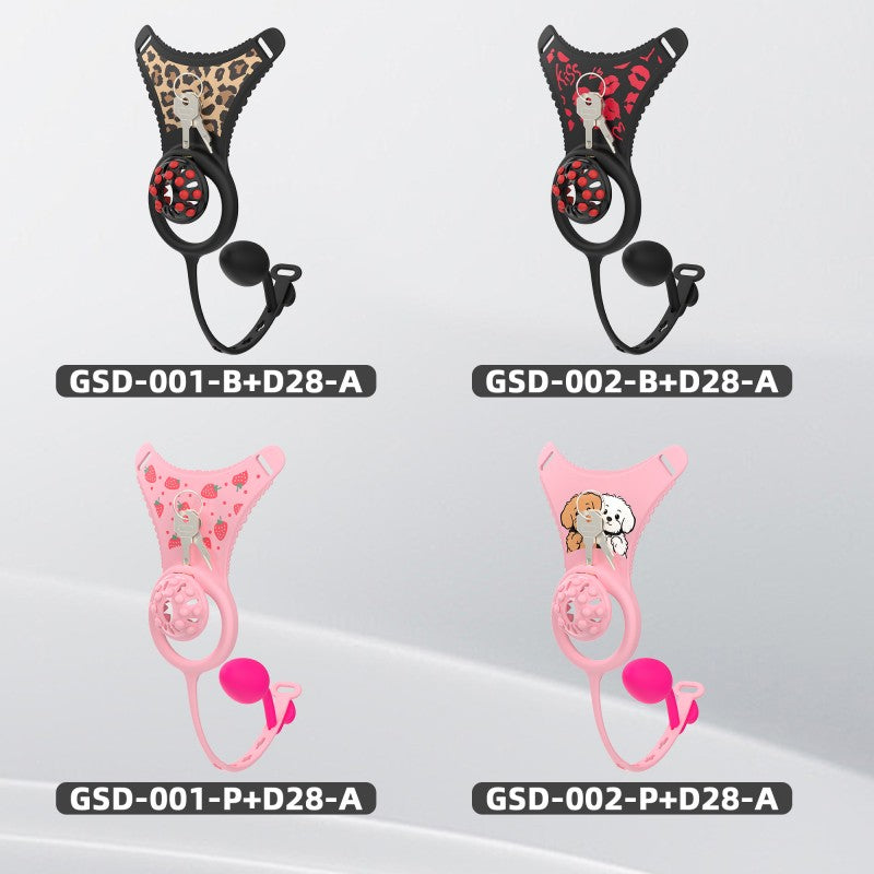 Silicone Chastity Thong Set with Vibrating Plug & Soft Spike Cage-GSD Series