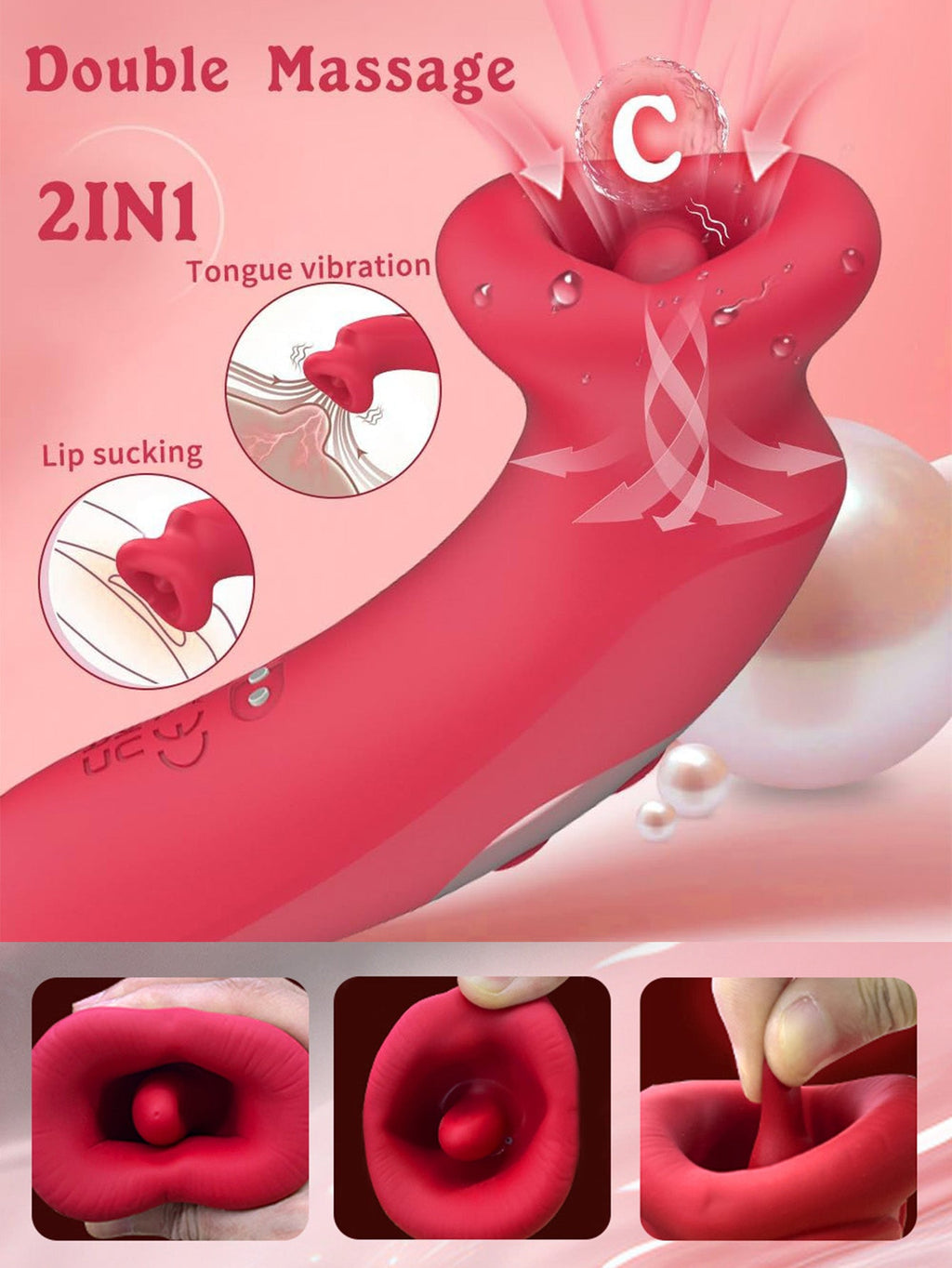 Mouth Oral Clit Stimulator - Tongue Licking Sucking Nipple Clitoral Vibrator Rose Toy