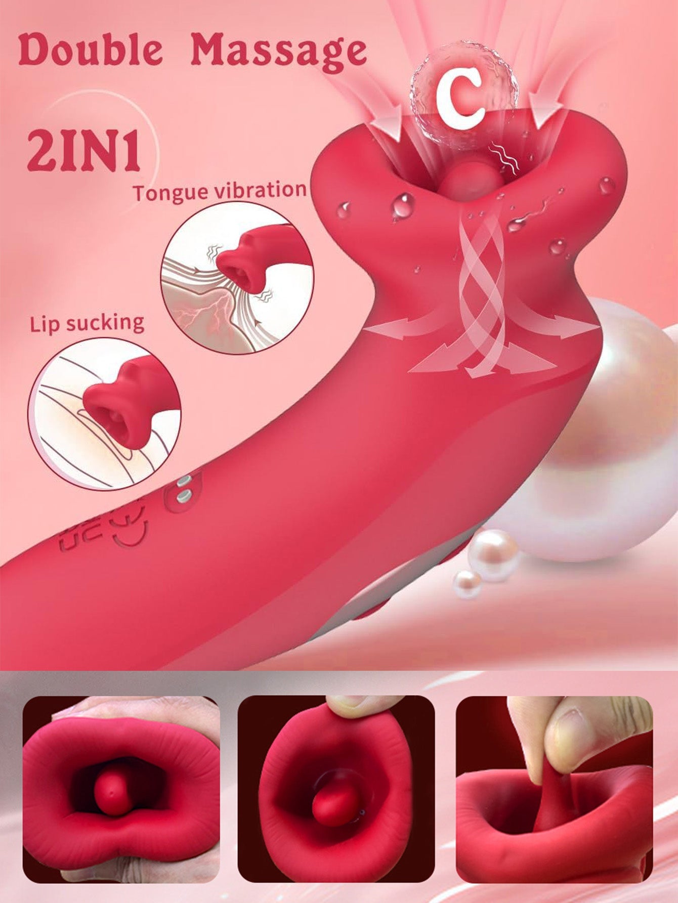 Mouth Oral Clit Stimulator - Tongue Licking Sucking Nipple Clitoral Vibrator Rose Toy