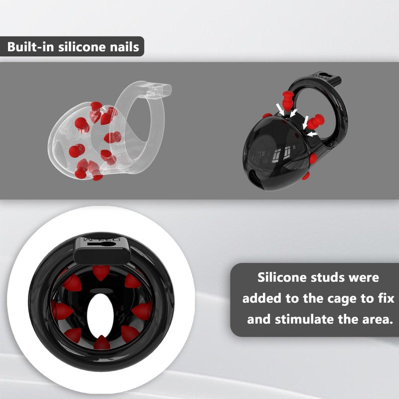 Adjustable Chastity Cage with Removable Silicone Studs | Remote Plug Compatible Locking Device