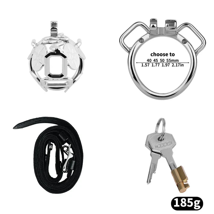 Solar Serpent Stainless Steel Chastity Cage – Coiled Snake Design