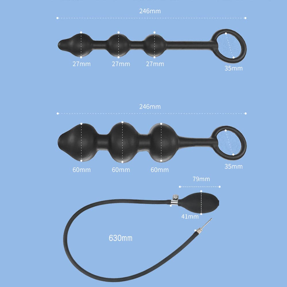 3 Balls Black Inflatable Anal Bead - Tarisss Sex Toy Store