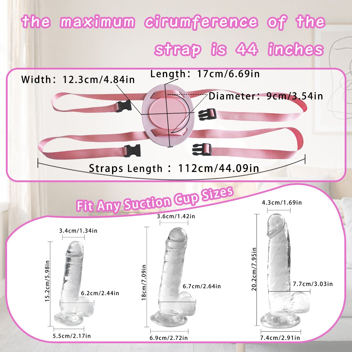 3 - Piece Clear Glass Dildo Set with Adjustable Strap - on Harness - Small/Medium/Large - Tarisss Sex Toy Store