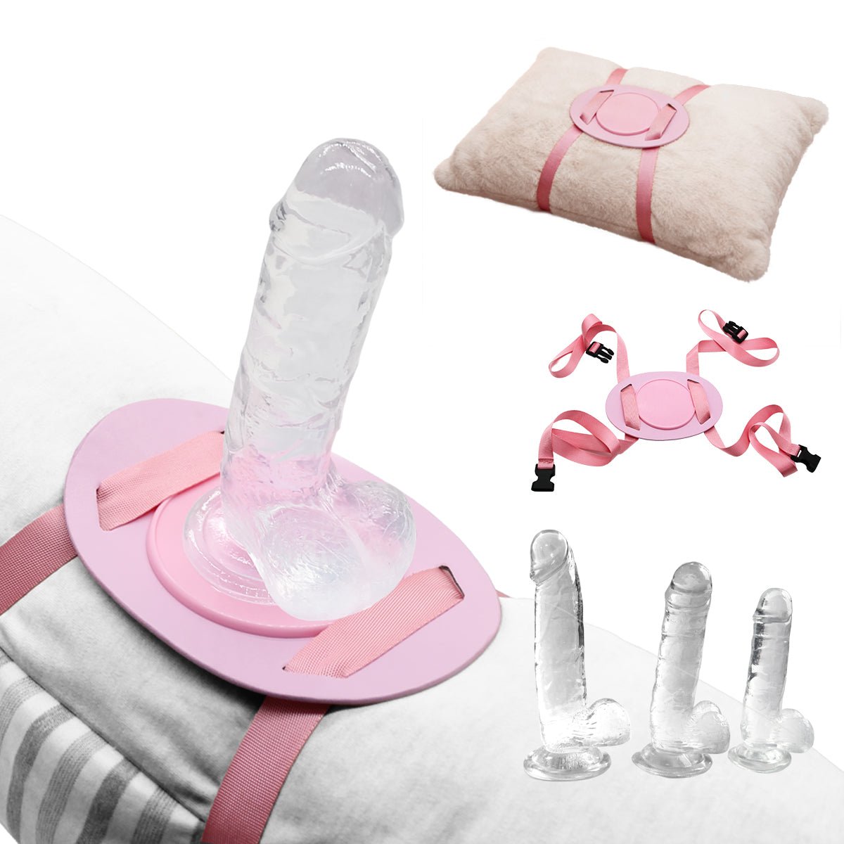 3 - Piece Clear Glass Dildo Set with Adjustable Strap - on Harness - Small/Medium/Large - Tarisss Sex Toy Store