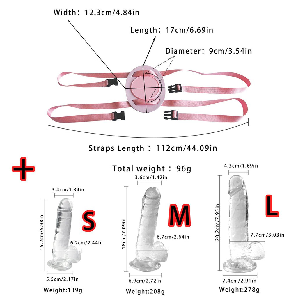 3 - Piece Clear Glass Dildo Set with Adjustable Strap - on Harness - Small/Medium/Large - Tarisss Sex Toy Store