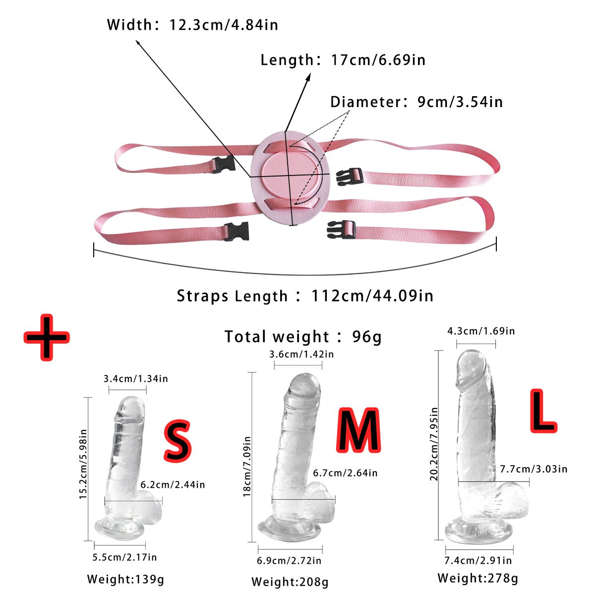 3 - Piece Clear Glass Dildo Set with Adjustable Strap - on Harness - Small/Medium/Large - Tarisss Sex Toy Store