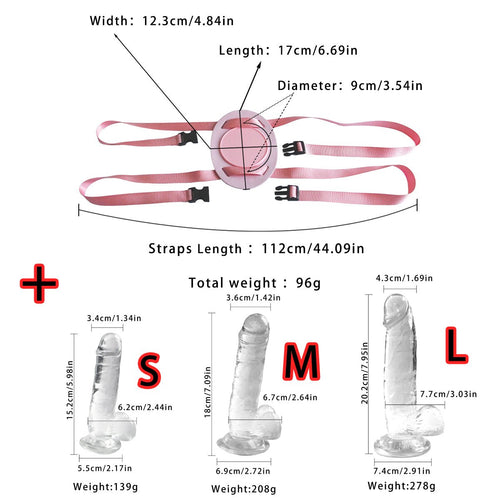 3 - Piece Clear Glass Dildo Set with Adjustable Strap - on Harness - Small/Medium/Large - Tarisss Sex Toy Store