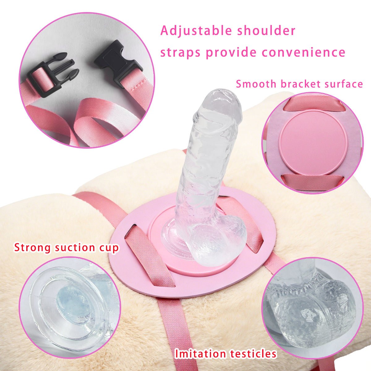 3 - Piece Clear Glass Dildo Set with Adjustable Strap - on Harness - Small/Medium/Large - Tarisss Sex Toy Store