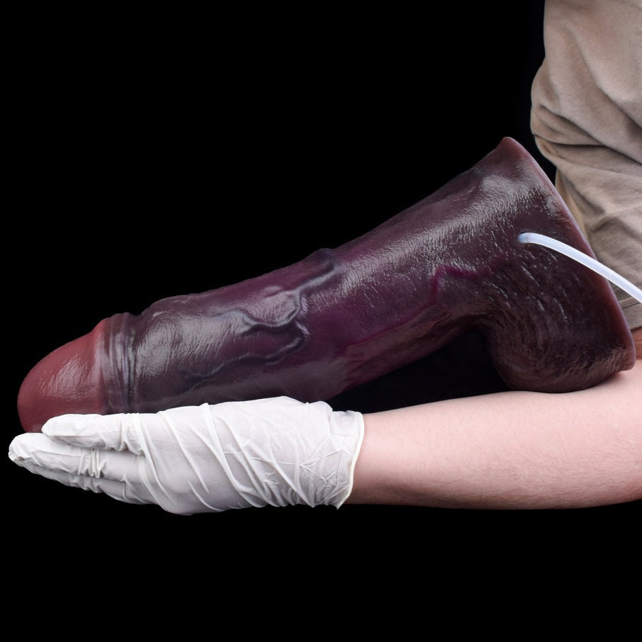 Massive Realistic Giant Black Squirting Dildo – Realistic Dual Density Platinum Silicone