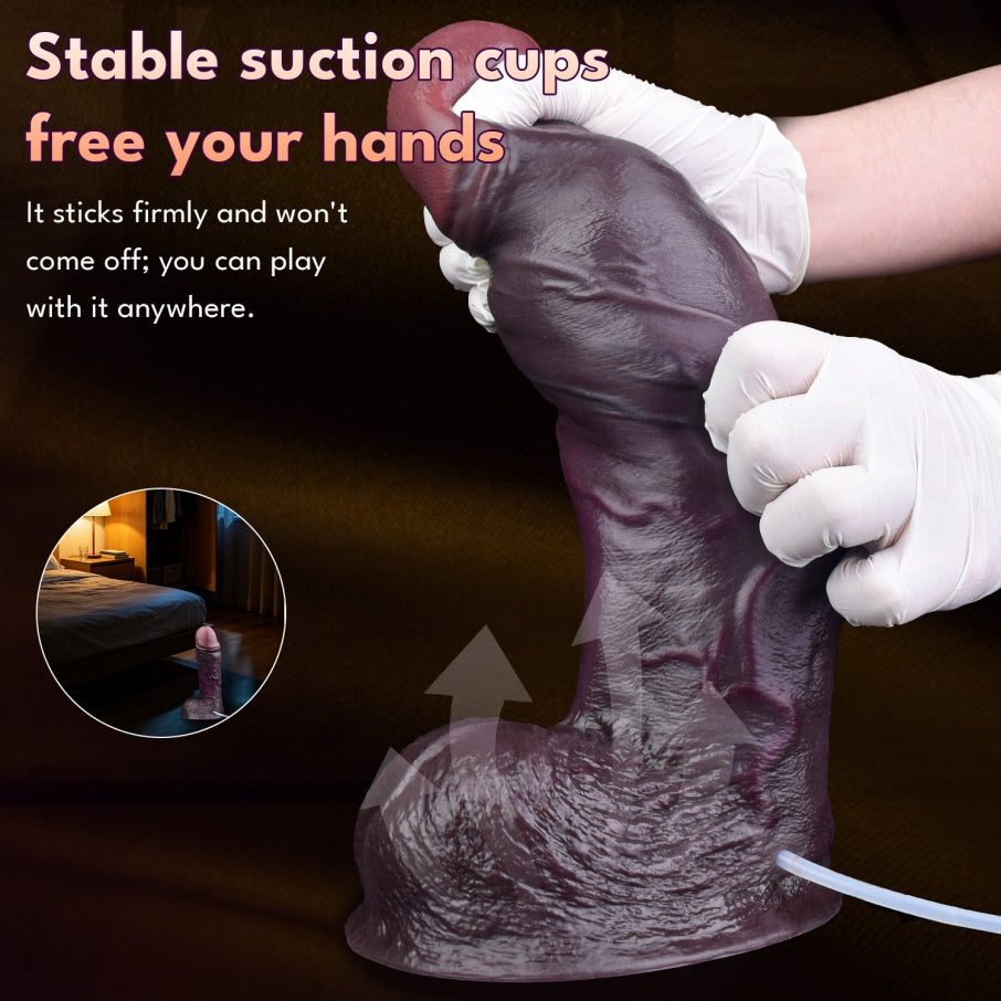 Massive Realistic Giant Black Squirting Dildo – Realistic Dual Density Platinum Silicone