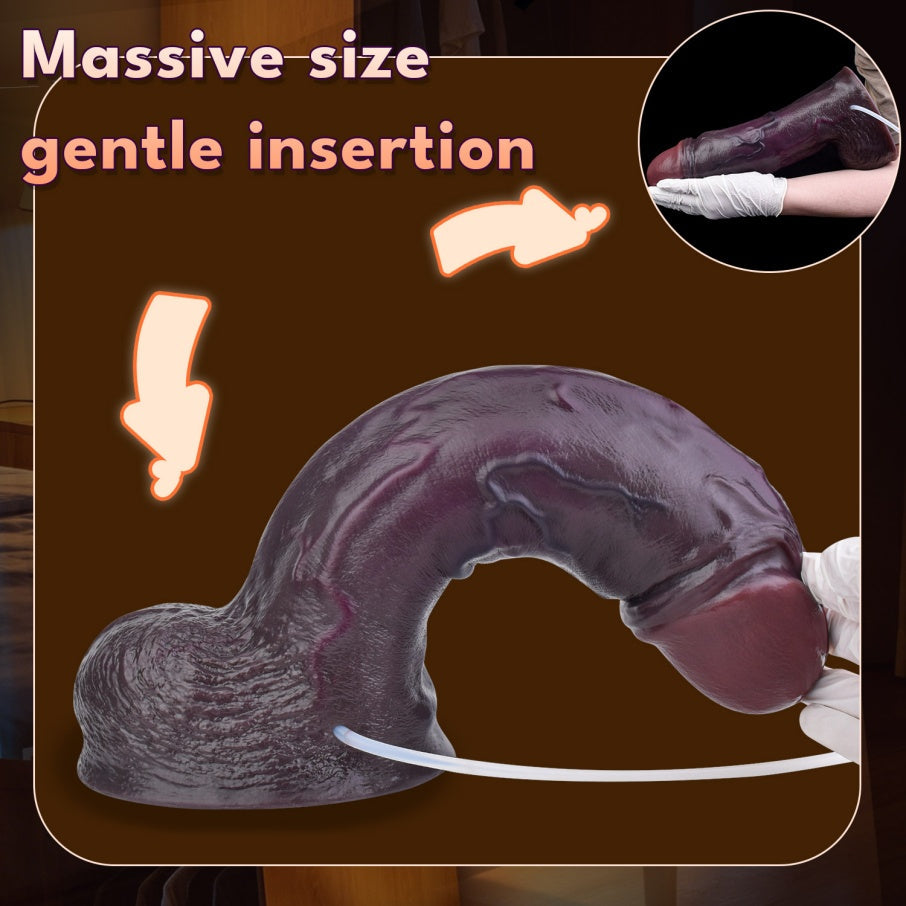 Massive Realistic Giant Black Squirting Dildo – Realistic Dual Density Platinum Silicone