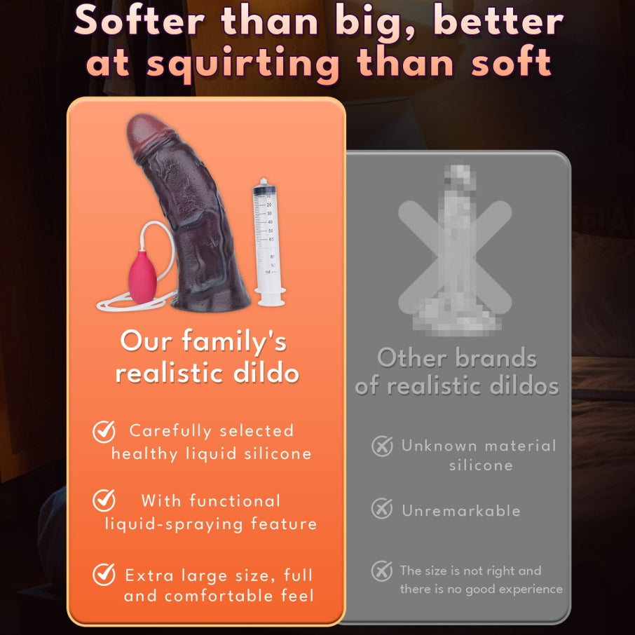 Massive Realistic Giant Black Squirting Dildo – Realistic Dual Density Platinum Silicone