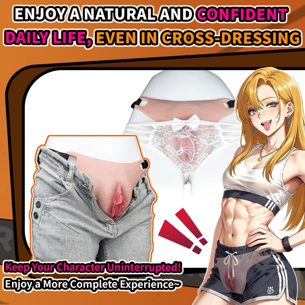 Wearable Silicone Fake Pussy Pants — Realistic Artificial Vagina Strap-On for Femboys