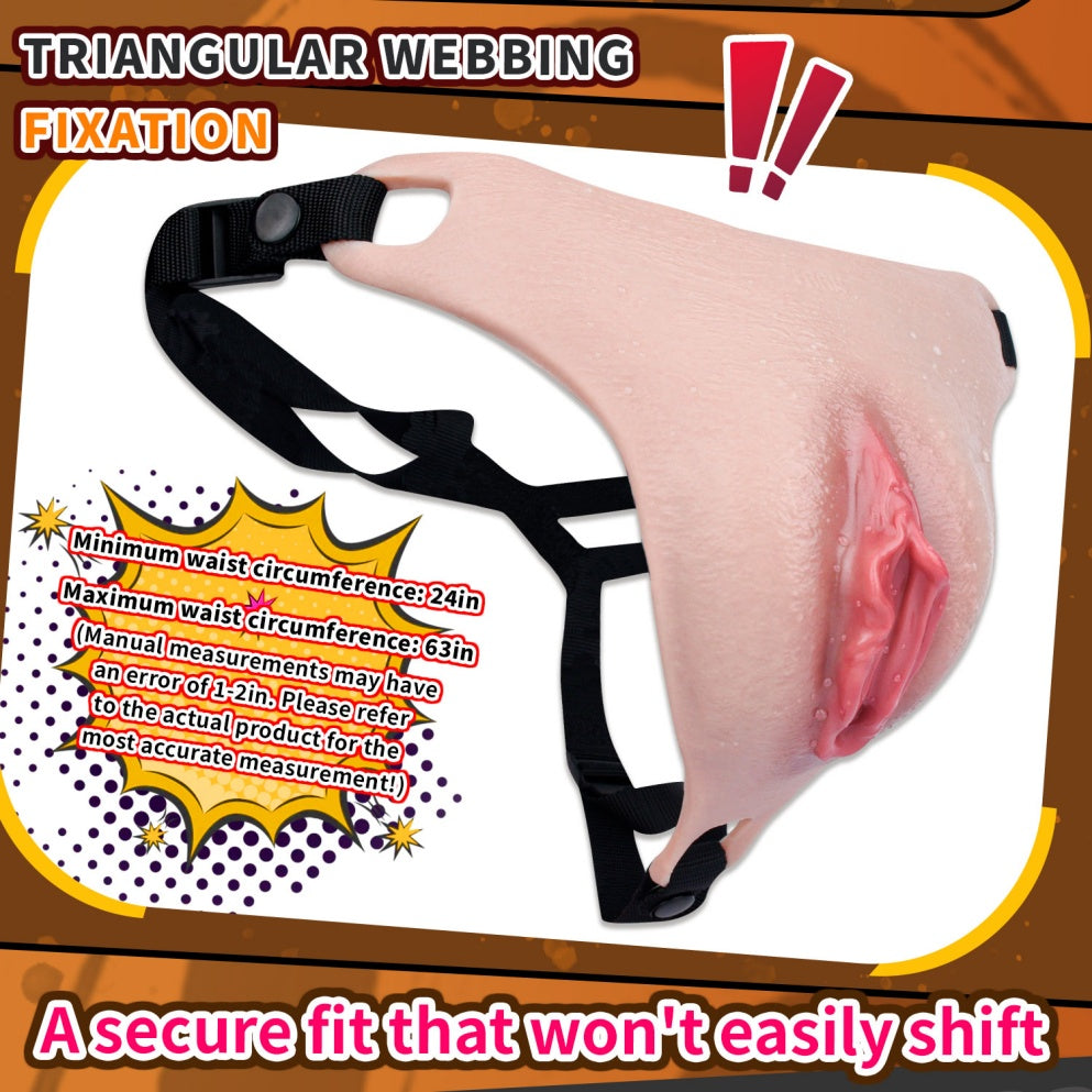 Wearable Silicone Fake Pussy Pants — Realistic Artificial Vagina Strap-On for Femboys