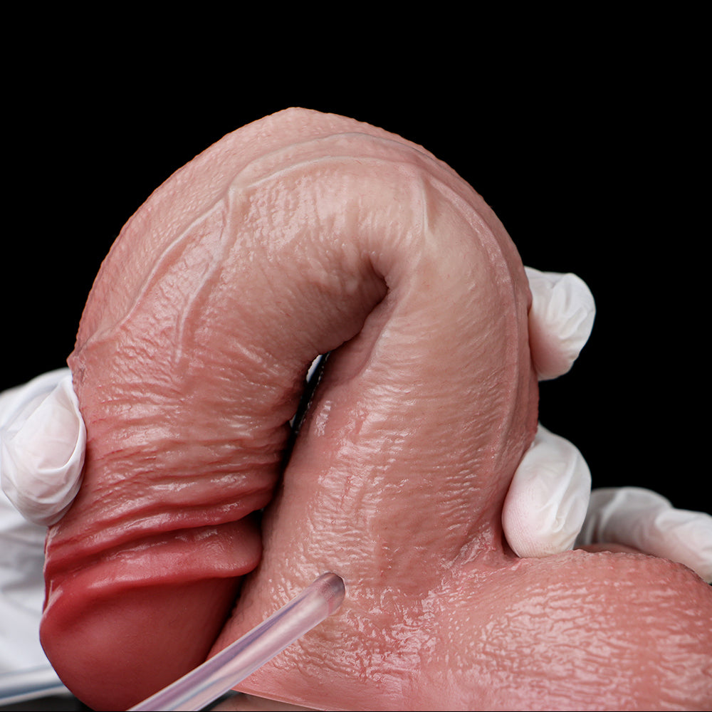 Inflatable Ejaculating Realistic Dildo Butt Plug - Big Testicle Suction Cup Women Sex Toys