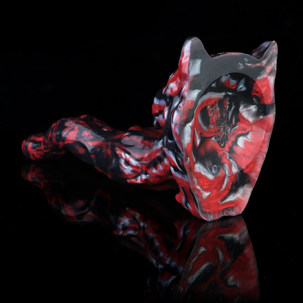 Domlust Black Tiger Monster Dildo | Obsidian Bloodswirl Platinum Silicone Fantasy Toy S–XXL
