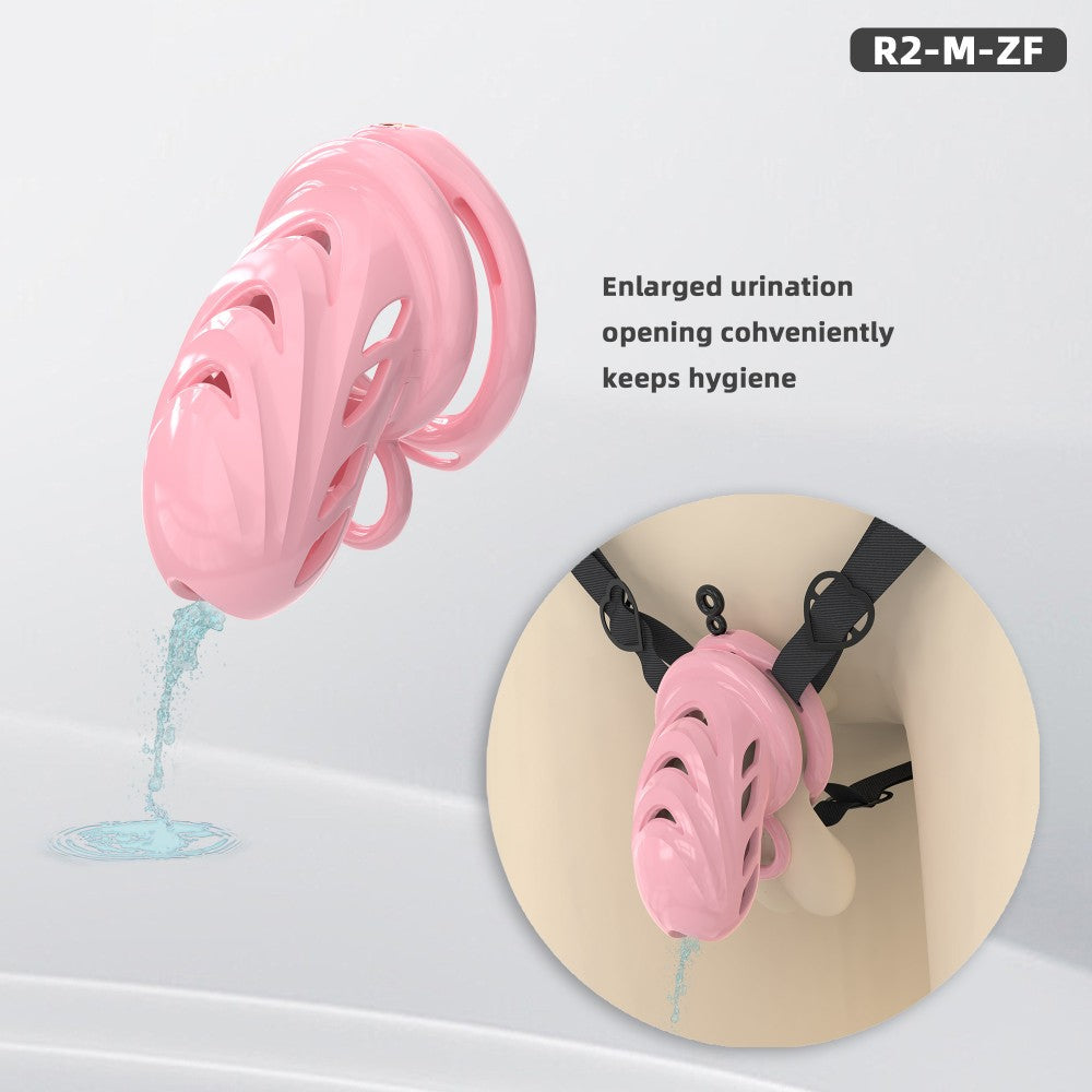 Male Chastity Cage with Soft Internal Stimulators – Breathable Waterproof Adjustable Device with 6 Ring Sizes & Discreet Lock (S/M)
