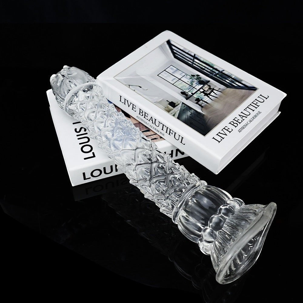 35cm Realistic Dragon Scale Textured Silicone Dildo for Men - Crystal Clear - Tarisss Sex Toy Store