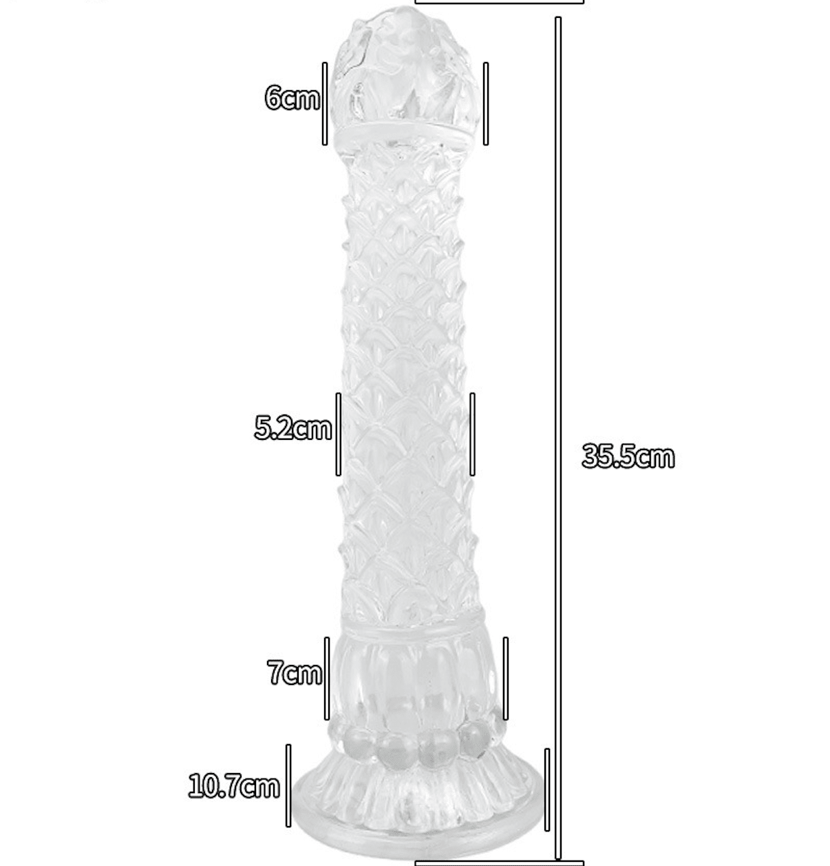 35cm Realistic Dragon Scale Textured Silicone Dildo for Men - Crystal Clear - Tarisss Sex Toy Store
