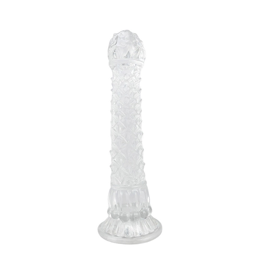 35cm Realistic Dragon Scale Textured Silicone Dildo for Men - Crystal Clear - Tarisss Sex Toy Store