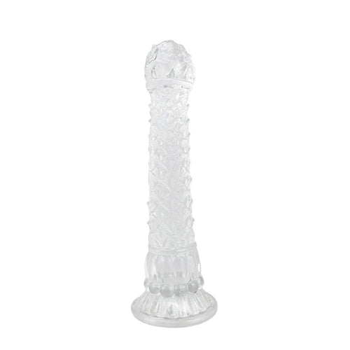 35cm Realistic Dragon Scale Textured Silicone Dildo for Men - Crystal Clear - Tarisss Sex Toy Store