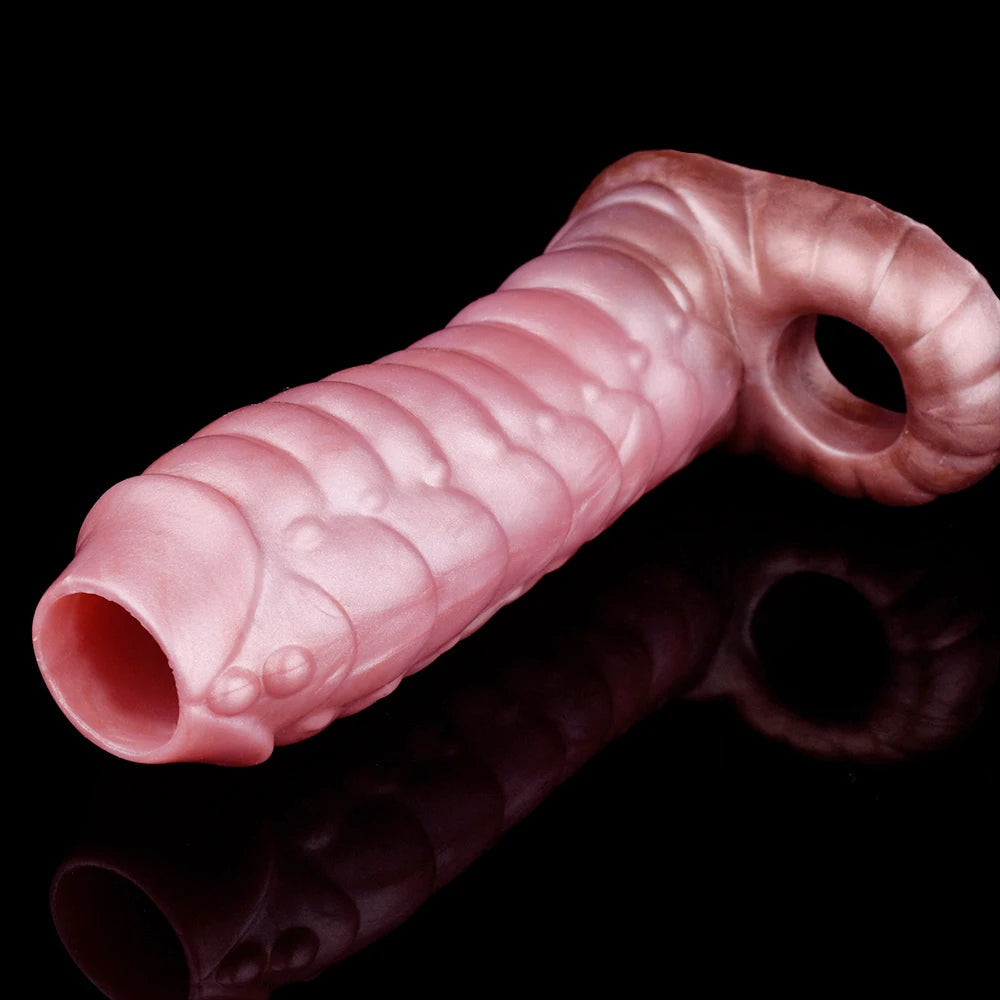 Monsterdildo Penis Sleeve - Silicone Enlarger Cock Ring Delay Ejaculation Male Sex Toys