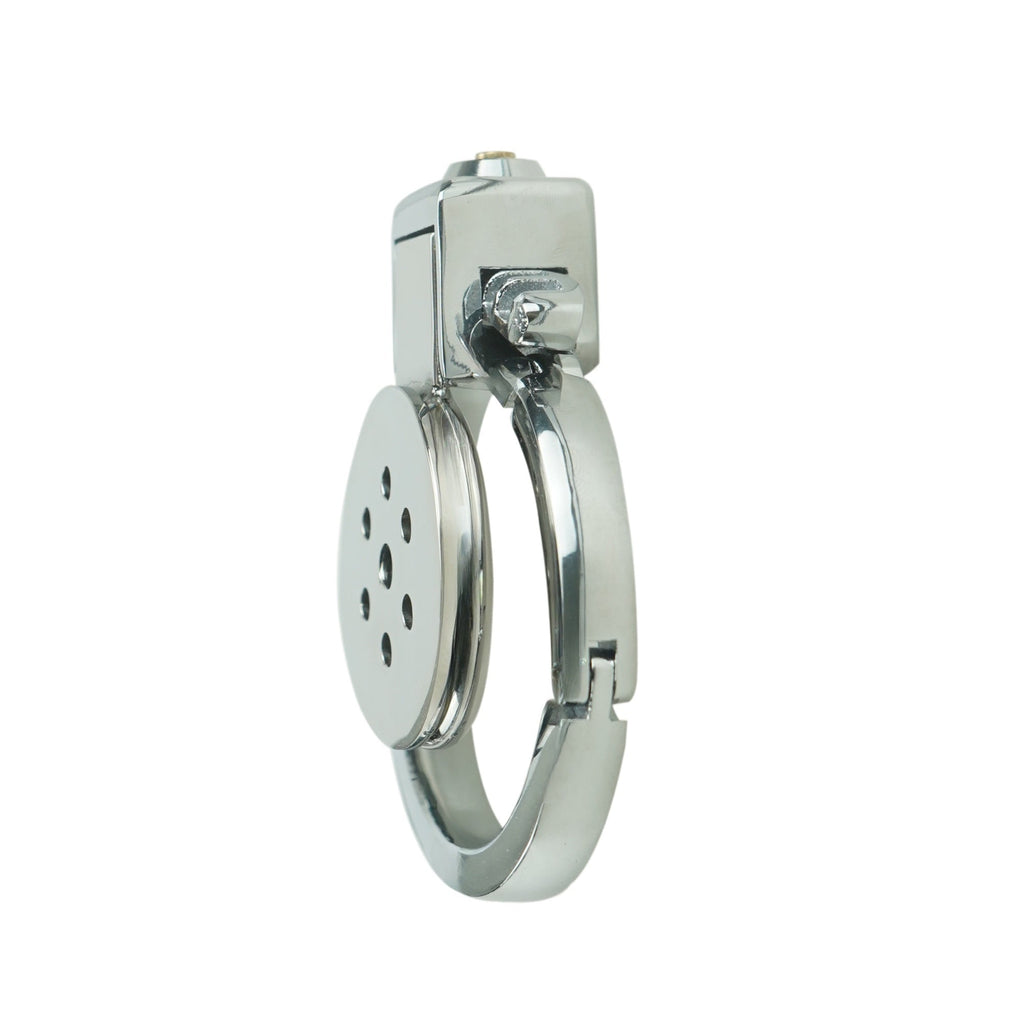 Adjustable Metal Chastity Cage – 40–63mm Base Ring, Flat Lock, Built-in Design