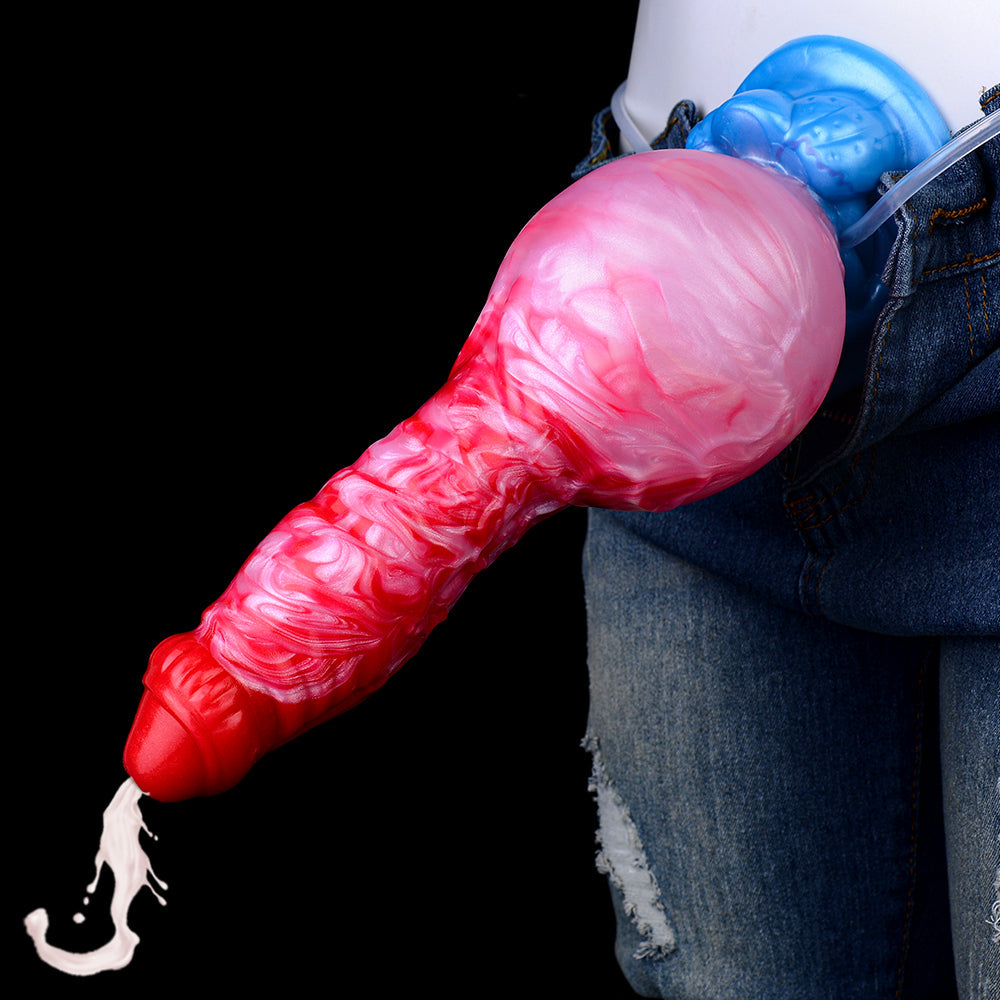 Squirting Inflatable Dog Dildo Butt Plug - Strapon Pegging Prostate Massager Sex Toys for Women