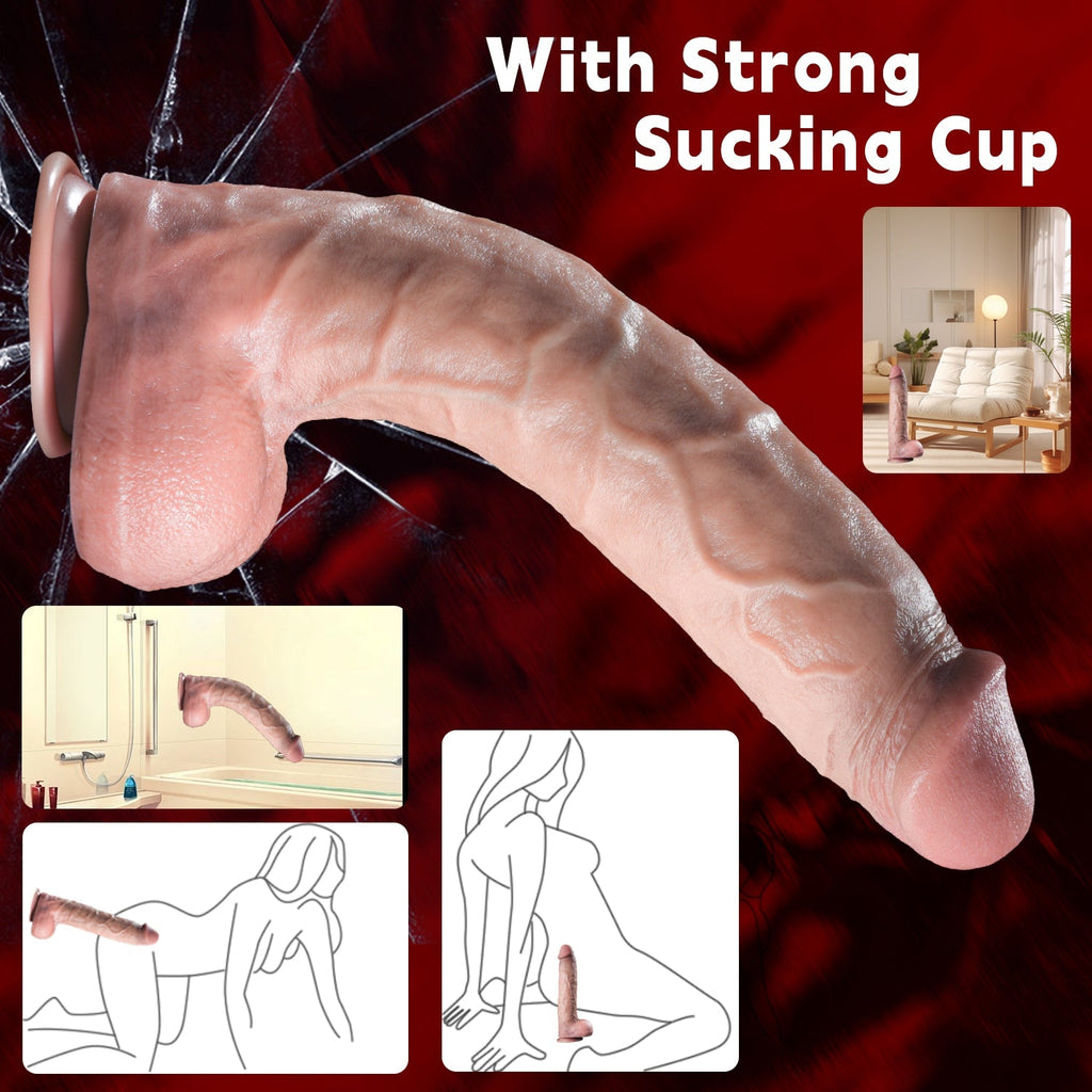 38cm Long Extra Large Realistic Silicone Dildo with Suction Base - Tarisss Sex Toy Store