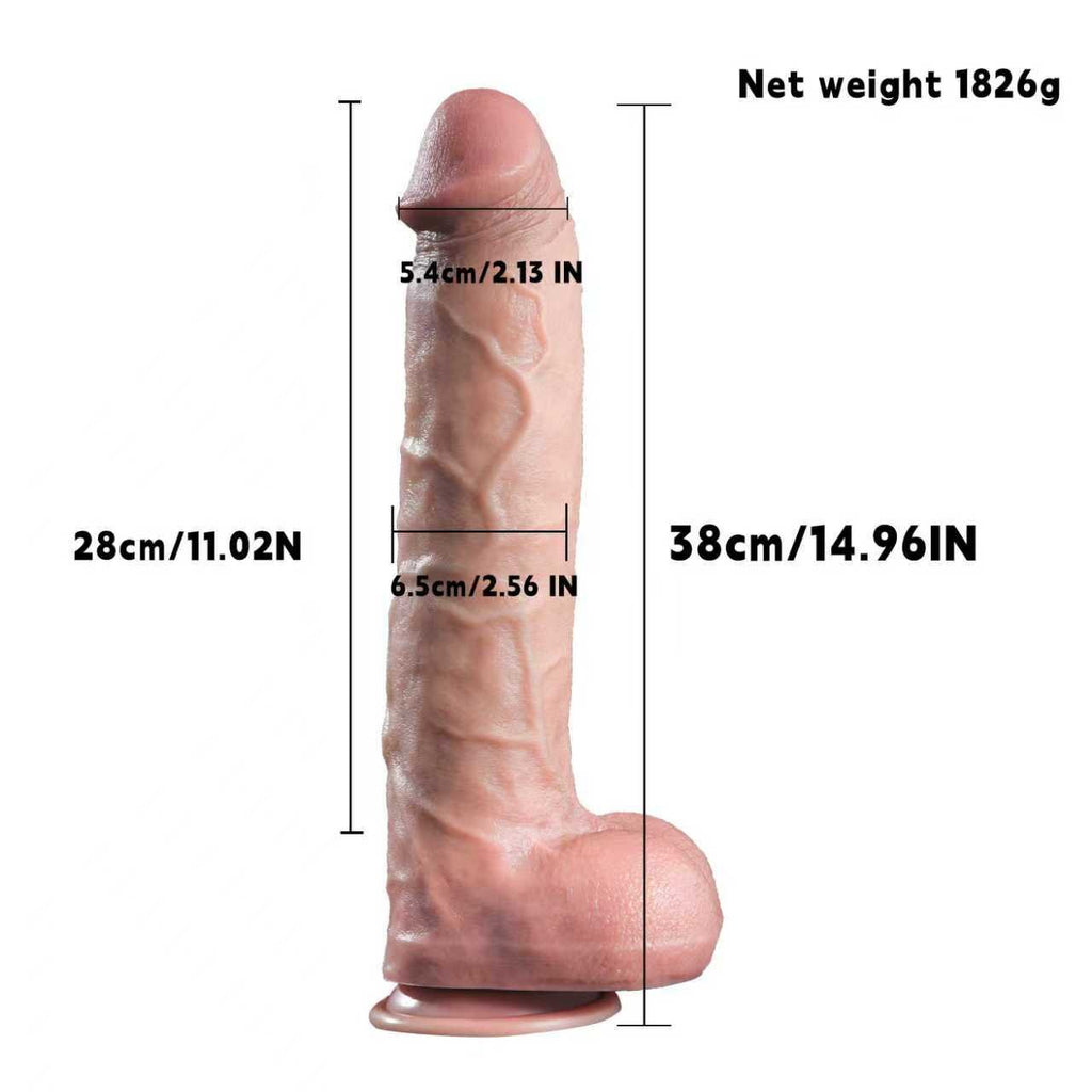 38cm Long Extra Large Realistic Silicone Dildo with Suction Base - Tarisss Sex Toy Store