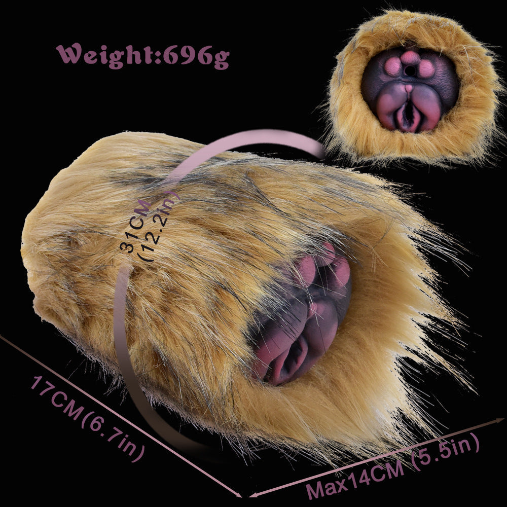 Domlust Furry Cat Pocket Pussy – Platinum Silicone Fantasy Animal Vaginal Masturbator Feline Fetish Sex Toy for Men