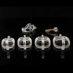 Plastic Male Chastity Cage with Key – Adjustable ABS Design, 3 Internal Styles, 4 Ring Sizes (42–55mm), Pink / Black / Clear