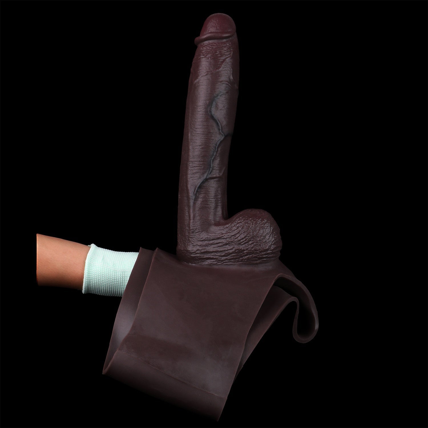 10 inch Hollow Dildo Silicone Sheath Underwear - Realistic Black Penis Sleeve Extender Pant for Men