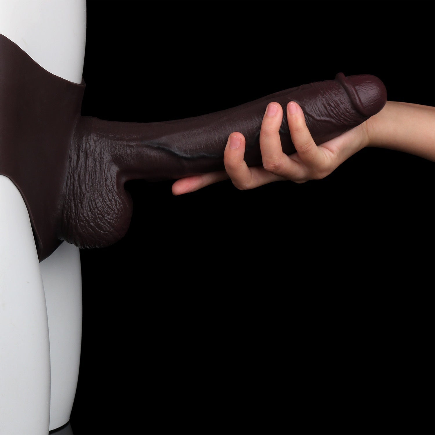 10 inch Hollow Dildo Silicone Sheath Underwear - Realistic Black Penis Sleeve Extender Pant for Men
