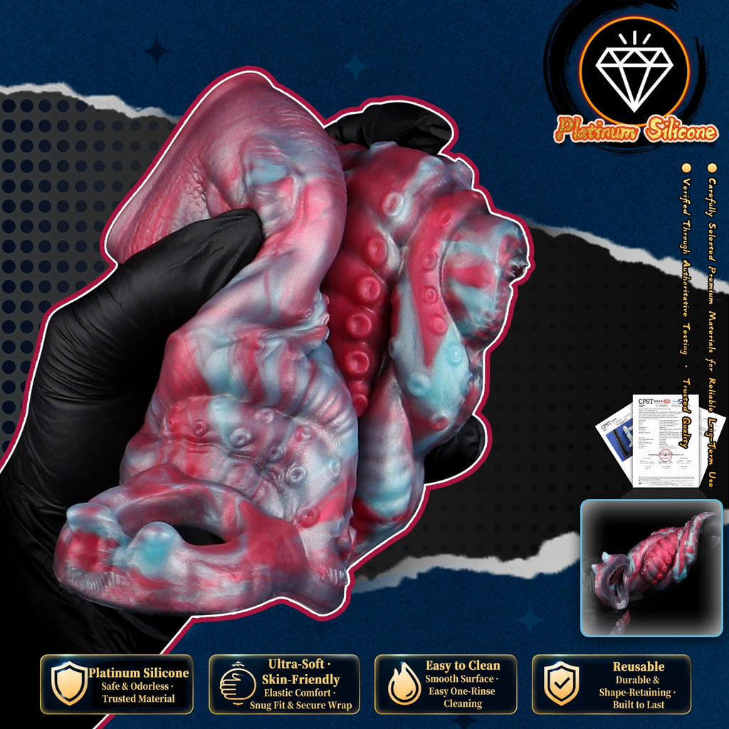 Fantasy Knot Cock Sleeve with Clitoral Grinder – 2-in-1 Platinum Silicone Penis Extender for Couples Who Want More