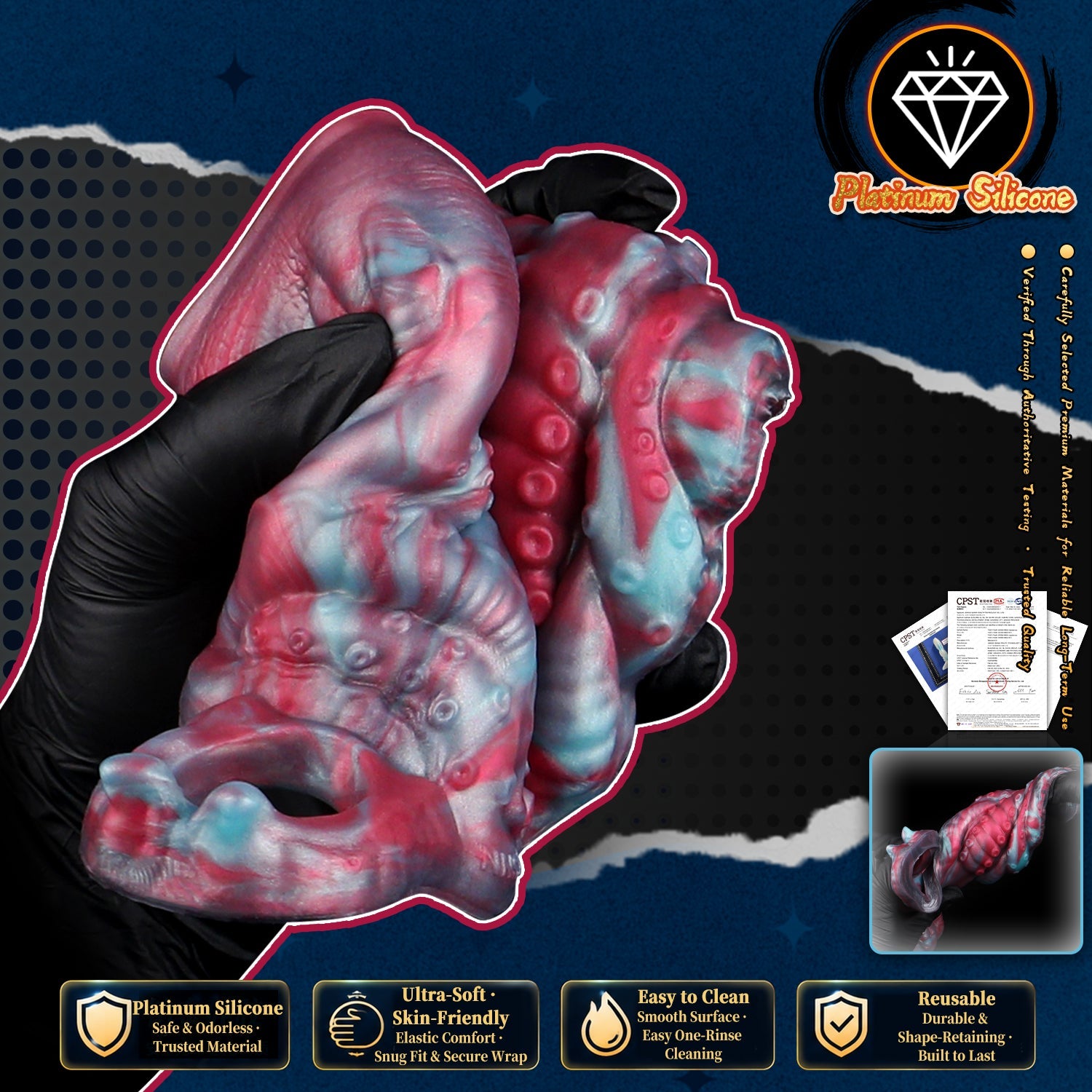 Fantasy Knot Cock Sleeve with Clitoral Grinder – 2-in-1 Platinum Silicone Penis Extender for Couples Who Want More